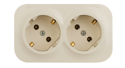 Розетка двойная Quteo с заземлением слоновая кость Legrand 782263 фото 1