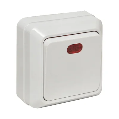 Рим Выключатель 1-клавишный с индикатором 10А белый EKF ENV10-121-10 фото 1