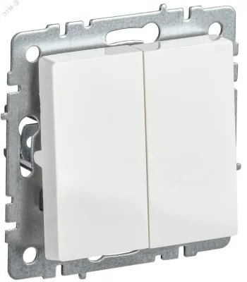 BRITE Выключатель 2-клавишный 10А ВС10-2-0-БрБ белый IEK BR-V20-0-10-K01-PRO фото 1