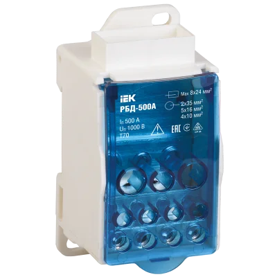 Распределительный блок на DIN-рейку РБД-500А IEK RBD-500 фото 1