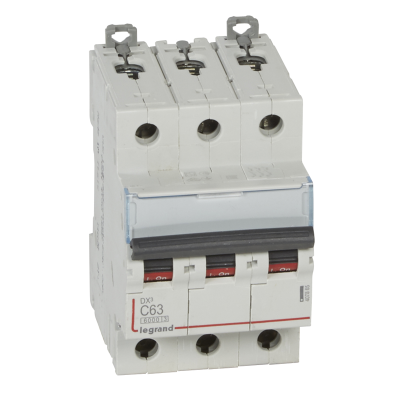 Автоматический выключатель DX³ 6000 - 10 кА - тип характеристики C - 3П - 400 В~ - 63 А - 3 модуля L фото 1