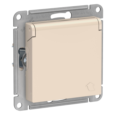 ATLASDESIGN РОЗЕТКА с заземл. со шторк. с крышкой, 16А, IP20, механизм, БЕЖЕВЫЙ ATN Systeme Electric фото 1