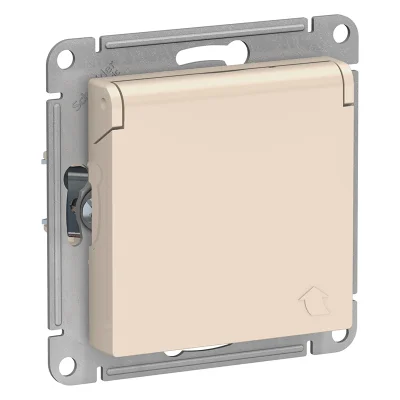 ATLASDESIGN РОЗЕТКА с заземл. со шторк. с крышкой, 16А, IP20, механизм, БЕЖЕВЫЙ ATN Systeme Electric фото 1