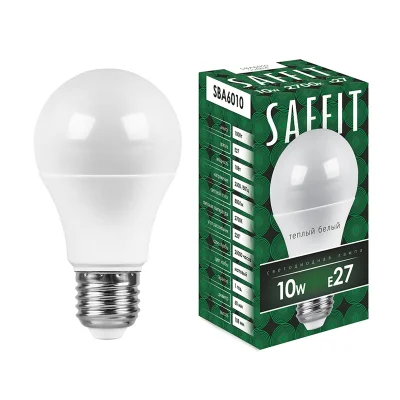 Лампа светодиодная, 10W 230V E27 2700K A60, SBA6010 Saffit SAFFIT 55004 фото 1