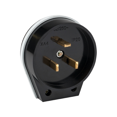 Вилка для разъема РШ-ВШ 32А 250В 2P+PE карболитовая черн. EKF AS-250-B-02 фото 1