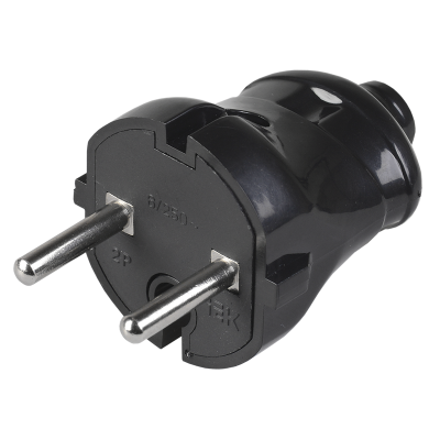 Вилка разборная прямая ВПп20-02-Ст без заземляющего контакта 6А черная IEK EVP20-06-01-K02 фото 1