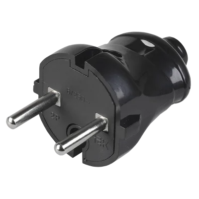 Вилка разборная прямая ВПп20-02-Ст без заземляющего контакта 6А черная IEK EVP20-06-01-K02 фото 1