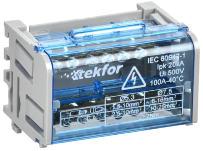 Кросс-модуль на DIN-рейку 2х7 групп 100А L+PEN TEKFOR (1/54) IEK TF-DN10-2-07-100 фото 1