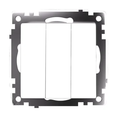 Выключатель 3-клавишный (механизм), 250В, 10А, серия Катрин, белый GLS10-7108-01 STEKKER 49171 фото 1