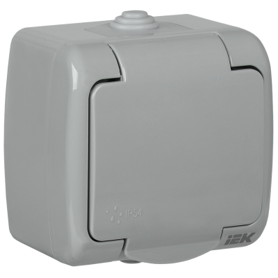 AQUATIC Розетка 1-местная с заземлением и крышкой для открытой установки 16А IP54 РСш12-2-А ERA1 IEK фото 1