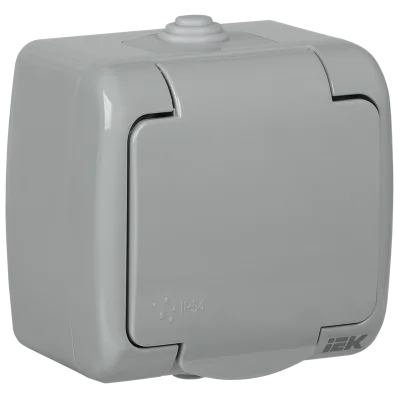 AQUATIC Розетка 1-местная с заземлением и крышкой для открытой установки 16А IP54 РСш12-2-А ERA1 IEK фото 1