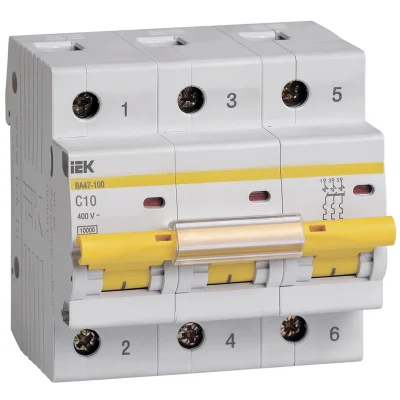 KARAT Авт. выкл. ВА47-100 3P C 10А 10кА IEK MVA40-3-010-C фото 1