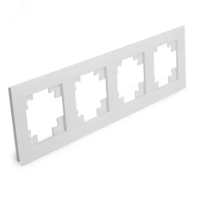 Рамка 4-местная, стекло, серия Катрин, GFR00-7004-01, белый STEKKER 39257 фото 1