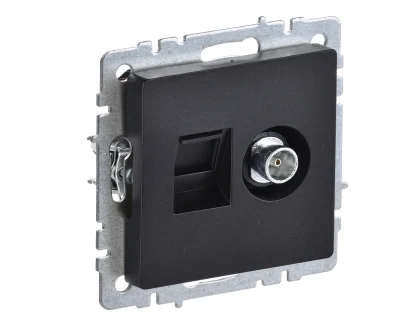 BRITE Роз. двойная TV+RJ45 кат.5E РТВ/РК12-БрЧ черн. IEK BR-AK20-1-K02 фото 1