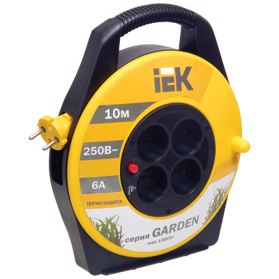 Катушка УК10 4 места 2P/10м 2х0,75мм2 "Garden" IEK WKP23-06-04-10 фото 1