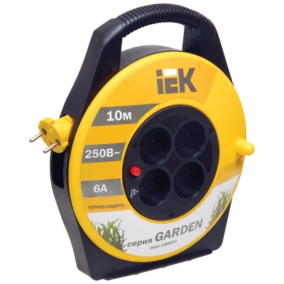 Катушка УК10 4 места 2P/10м 2х0,75мм2 "Garden" IEK WKP23-06-04-10 фото 1