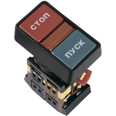 Кнопка РPВВ-30N "Пуск-Стоп" d30мм неон/240В 1з+1р IEK BBD21-PPBB-K51 фото 1