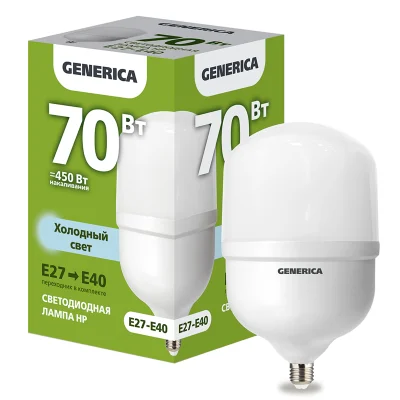 Лампа LED HP 70Вт 230В 6500К E27-E40 GENERICA LL-HP-70-230-65-E27-E40-G фото 1