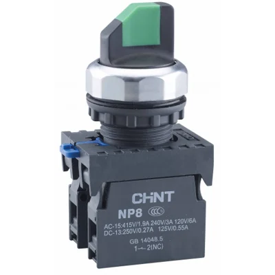 Переключатель без подсветки NP8-11X/312, 3 положение фиксацией, черный, 1НО+1НЗ, IP65 (R) 6671 CHINT фото 1