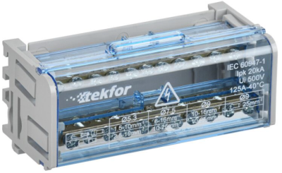Кросс-модуль на DIN-рейку 2х15 групп 125А L+PEN TEKFOR (1/30) IEK TF-DN10-2-15-125 фото 1