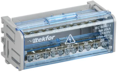 Кросс-модуль на DIN-рейку 2х15 групп 125А L+PEN TEKFOR (1/30) IEK TF-DN10-2-15-125 фото 1