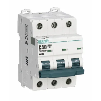 Авт. выкл. 3P 40A х-ка C ВА-105 10кА DEKraft 13181DEK фото 1