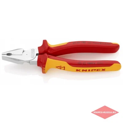 Плоскогубцы комбинированные особой мощности VDE, 180 мм, хром, 2-комп диэлектрические ручки K KNIPEX фото 1