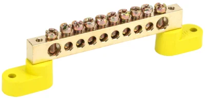 Шина PE "земля" на двух угловых изол ШНИ-8х12-10-У2-Ж IEK YNN10-812-10C2-K05 фото 1