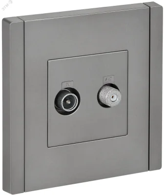 FORTE&PIANO Розетка двойная TV+SAT FP538 сталь IEK FP-AF20-O-K46 фото 1