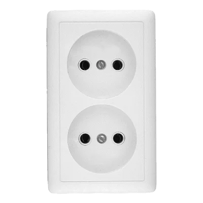 ХИТ О/У РОЗЕТКА двойная без заземления без шторок 16А, 250В, БЕЛЫЙ. Россия RA16-237 Systeme Electric фото 1