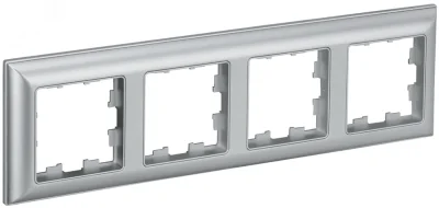 BRITE Рамка 4 поста РУ-4-Бр алюминий/алюминий IEK BR-M42-12-K47 фото 1