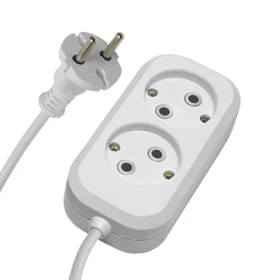 Удлинитель двухместный б/з 2x0,75, 3м, серия Home, HM01-20-03 (У10-428), белый STEKKER 39202 фото 1