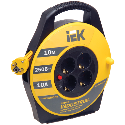 Катушка УК10 4 места 2P+PE/10м 3х1,5мм2 "Industrial" IEK WKP15-16-04-10 фото 1