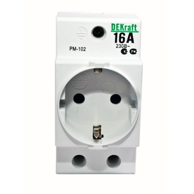 Розетка модульная на DIN-рейку 2P+PEN 16A 220В РМ-102 DEKraft 18012DEK фото 1