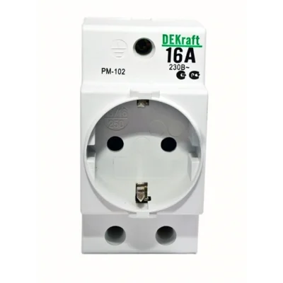 Розетка модульная на DIN-рейку 2P+PEN 16A 220В РМ-102 DEKraft 18012DEK фото 1