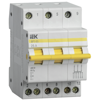 Выключатель-разъединитель трехпозиционный ВРТ-63 3P 25А IEK MPR10-3-025 фото 1