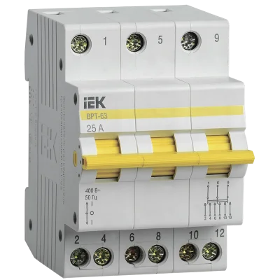 Выключатель-разъединитель трехпозиционный ВРТ-63 3P 25А IEK MPR10-3-025 фото 1