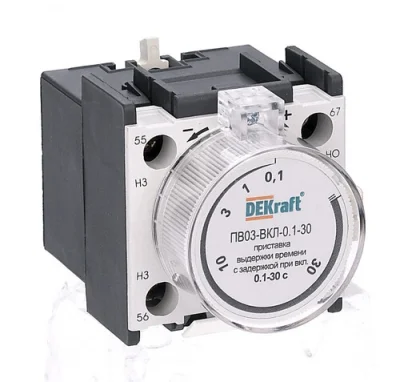 Приставка выд. врем. с задерж. при вкл. 0.1-30сек. 1з+1р ПВ-03 Dekraft 24112DEK фото 1