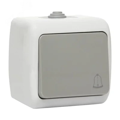 Кнопка звонка Мурманск 1-клавишная 10А IP54 серая EKF EFZ10-026-30-54 фото 1