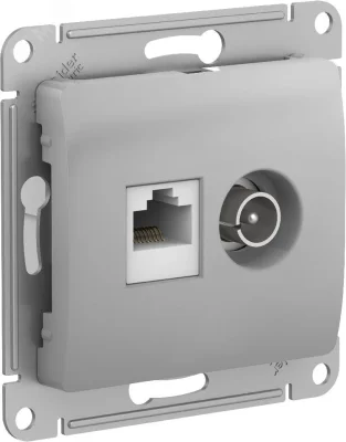 GLOSSA РОЗЕТКА двойная ТВ + компьютерная RJ45, кат. 5Е, АЛЮМИНИЙ Systeme Electric GSL000389 фото 1