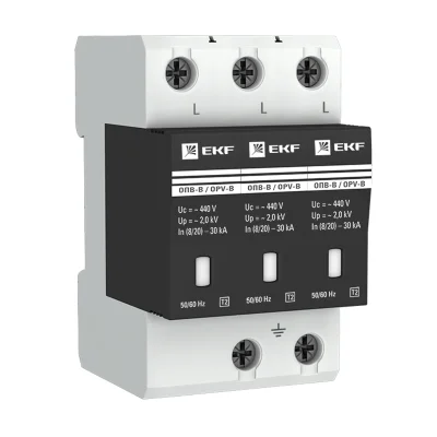 Ограничитель импульсных напряжений ОПВ-B/3P In 30кА 440В с сигн. PROxima EKF opv-b3 фото 1