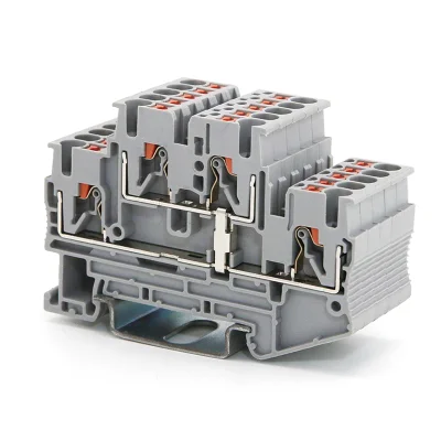 Клемма двухуровневая, зажим push-in, 4 точки подключения, уровни соединены перемычкой, 2.5 кв.мм, се фото 1