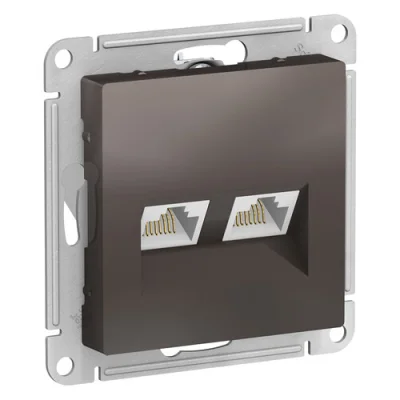 ATLASDESIGN РОЗЕТКА двойная компьютерная RJ45+RJ45, кат.5E, механизм, МОККО ATN0006 Systeme Electric фото 1
