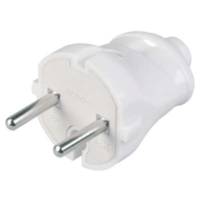 Вилка разборная прямая ВПп20-01-Ст без заземляющего контакта 6А белая IEK EVP20-06-01-K01 фото 1