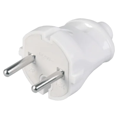 Вилка разборная прямая ВПп20-01-Ст без заземляющего контакта 6А белая IEK EVP20-06-01-K01 фото 1