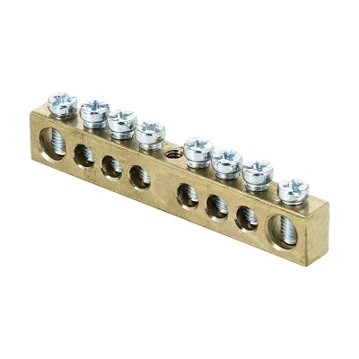 Шина PEN "ноль-земля" (6х9мм) 8 отверстий латунь крепеж по центру розничный стикер PROxima sn0-6 EKF фото 1