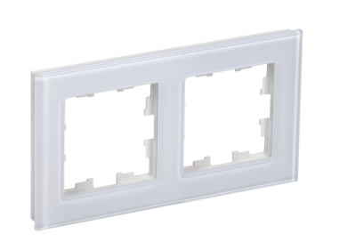 BRITE Рамка 2 -местная РУ-2-2-БрБ стекло белый IEK BR-M22-G-K01 фото 1