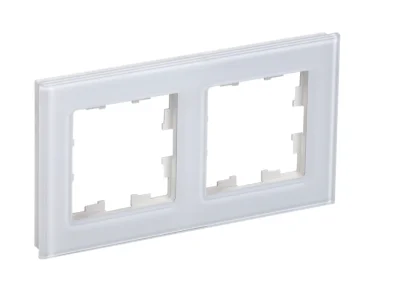 BRITE Рамка 2 -местная РУ-2-2-БрБ стекло белый IEK BR-M22-G-K01 фото 1