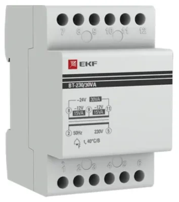 Трансформатор звонковый модульный BT-230В/12-12В 30ВА PROxima EKF bt-230/30va фото 1