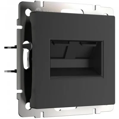 Розетка двойная Ethernet RJ-45 (черный матовый) W1182208 Werkel a051616 фото 1